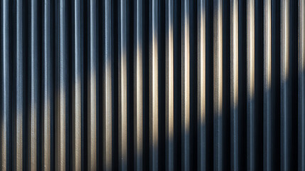 Obraz premium Vertical Corrugated Metal Texture with Sunlight Streaks