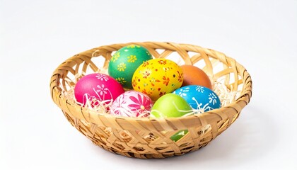 colorful easter eggs in basket