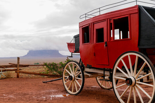 Monument Valley, Utah. USA. Old western wagon.