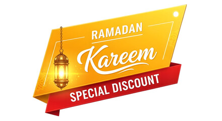 Ramadan Kareem Special Discount Banner with Islamic Lantern, Festive Orange and Red Design, Celebration Offer