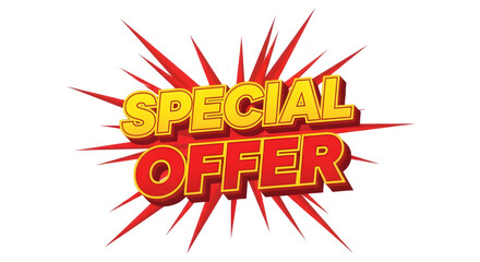 Special Offer Burst Sign - Vibrant Yellow and Red Bold Text for Sales, Discount, Promotion and Marketing Campaigns
