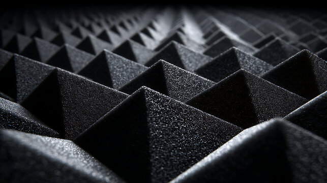 Black Acoustic Foam Pyramids Texture Close Up soundproofing