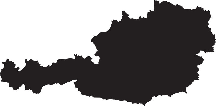 Black silhouette map of Austria a simple vector graphic for travel or country-related concepts isolated on a white background