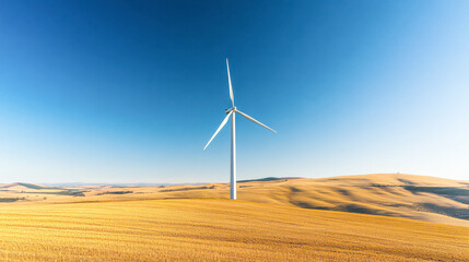 Alternative Energy Wind Turbine In Sunny Meadow