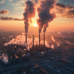 Urban Industrial Zone With Dramatic Sky