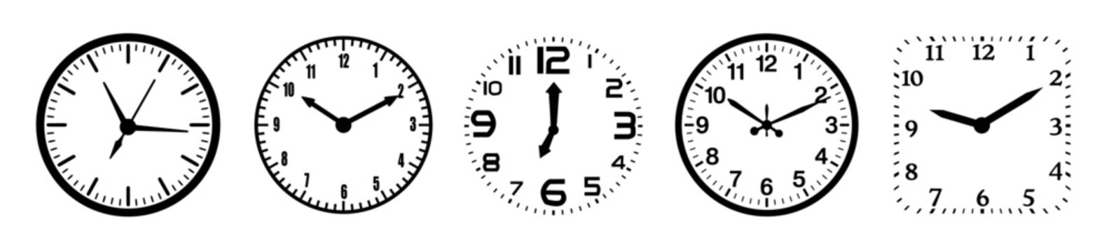 Minimal сlock interface design. Analog time display set