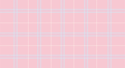 Fototapeta premium Soft Pink Tartan Plaid Seamless Pattern – Pastel Checkered Cottagecore Fabric Background Vector