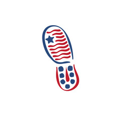 Footprint sole with star and stripe pattern for sport logo vector
