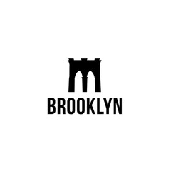 Brooklyn bridge silhouette with towers for construction logo vector