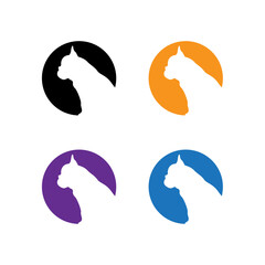 French bulldog head silhouette in circle for pet logo vector