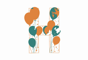 Fototapeta premium Colorful Balloon Letter H Illustration with Vibrant Designs and Festive Decorations on a Bright Background