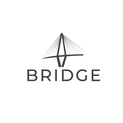 Bridge silhouette with thin cables in black color for construction logo vector