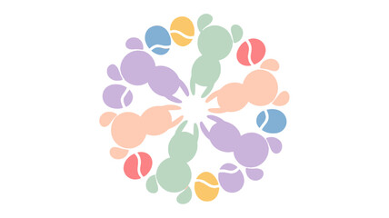 An Easter festive design featuring colorful bunnies and eggs.