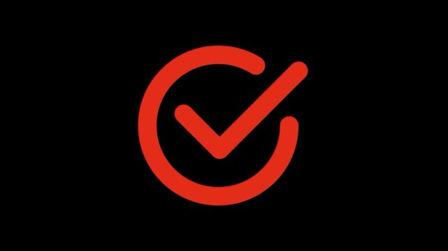 Red check mark inside a circle icon isolated on transparent background for success approval and validation sign design element
