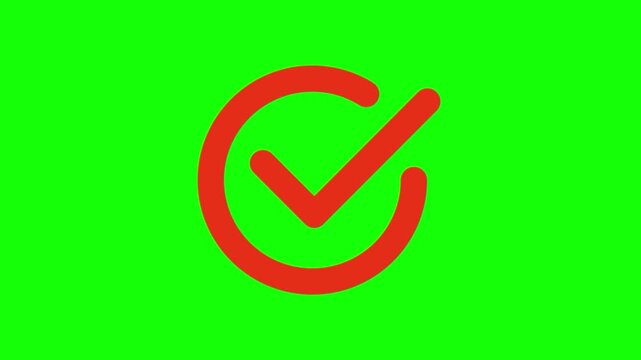Red check mark inside a circle icon isolated on transparent background for success approval and validation sign design element