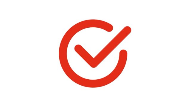 Red check mark inside a circle icon isolated on transparent background for success approval and validation sign design element