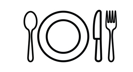 Minimalist flatware arrangement with a plate fork and spoon silhouette