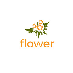Wildflower bouquet with yellow blossoms and sharp green leaves for nature logo vector