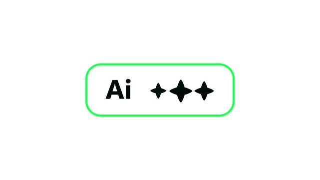 White rounded rectangle with a bright green border containing the black text Ai" and three black star on a clean white background