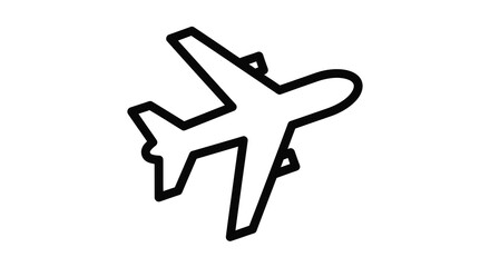 Simple black outline of an airplane flying through the air silhouette
