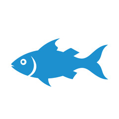 Fototapeta premium A stylized blue fish swimming in a clean and minimalist design. Vector