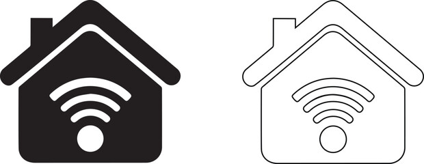 Vector minimalist smart home WiFi icons for IoT and automation systems,smart building connectivity symbols