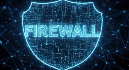 Digital Firewall Shield - Cyber Security Protection and Network Defense.