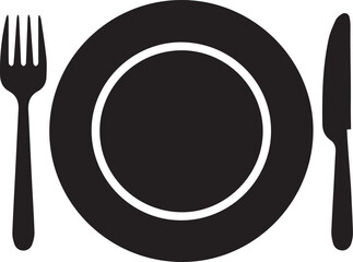 Vector Minimalist flat plate with cutlery icon for restaurant