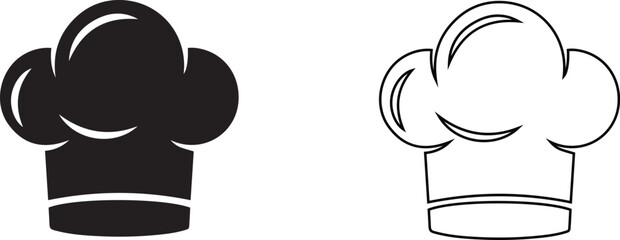 Vector Minimalist flat and outline style chef hat icon for restaurant and culinary branding
