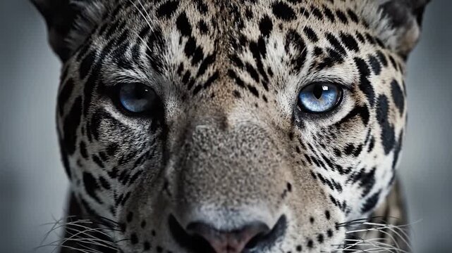 Close up portrait of jaguar with blue eyes