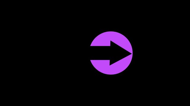 A vibrant purple arrow pointing to the right is contained within a circular shape, with the left portion of the circle missing, set against a dark black background symbolizing direction and