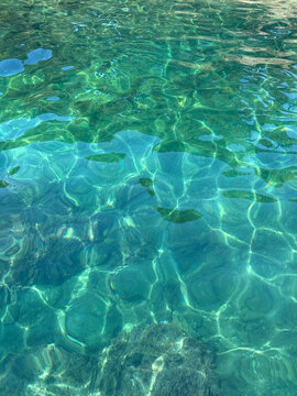 Seawater blue turquoise clear water of Mediterranean sea.