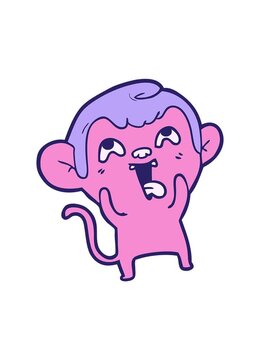 shaking motion animation of crazy cartoon of monkey