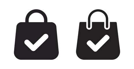 Shopping bag with check mark icon for certified and approved purchases © TopW59