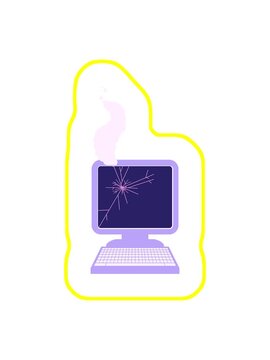 radioactive glowing animation of broken computer graphic vector illustration icon