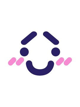 bobbing motion animation of a happy blushing face icon