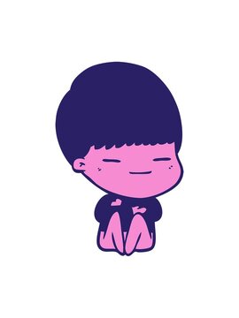 shine light effect animation of cartoon smug boy