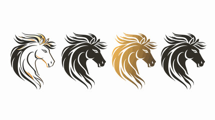 Obraz premium Artistic representations of horse heads in different color schemes, presented in a row on white background