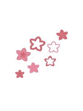 jumping motion animation of multiple flowers form a japnese floral pattern