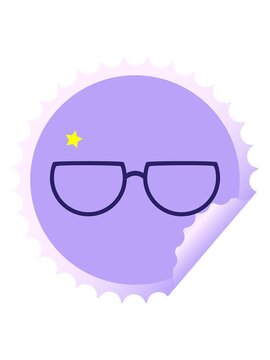 twinkling stars effect animation of spectacles graphic vector illustration round sticker stamp