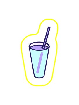 radioactive glowing animation of a classic brazilian caipirnha cocktail drawing