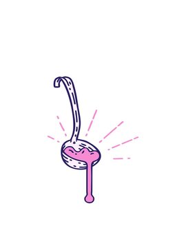 bobbing motion animation of traditional tattoo style ladle of gravy