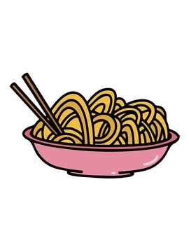 jiggle motion animation of udon noodles served in bowl