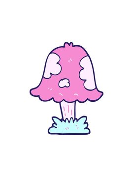 popping motion animation of funny cartoon doodle mushroom