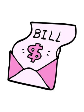 jiggle and pause animation of cartoon doodle bill in envelope
