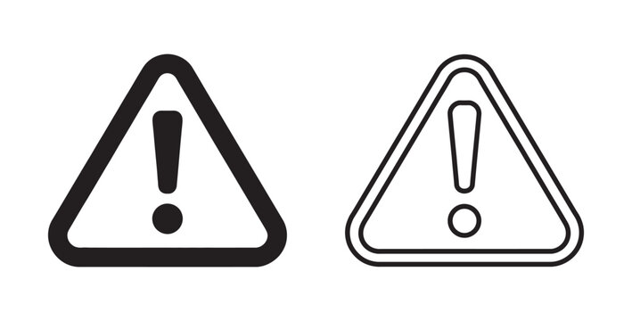 Warning alert triangle signs with exclamation mark symbols in vector