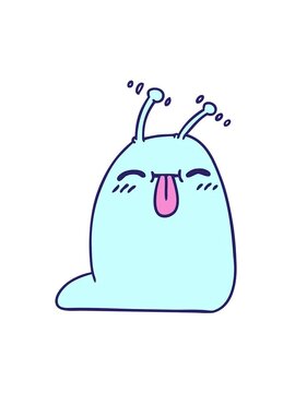 vibrating motion animation of freehand drawn cartoon of a happy kawaii slug