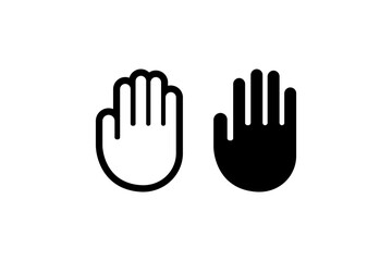 Obraz premium Raised Hand Icon Outline and Solid Set