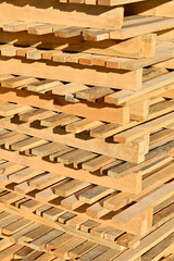Stack of pine wooden beam