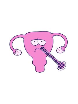 spinning motion animation of cartoon poorly uterus